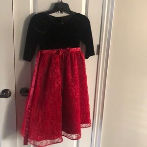 Red and black flower dress